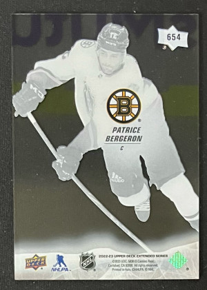 2022-23 Upper Deck Extended Series Patrice Bergeron #654 All-Star Clear Cut back